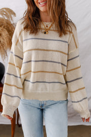 Eden Striped Ribbed Edge Drop Shoulder Sweater-2