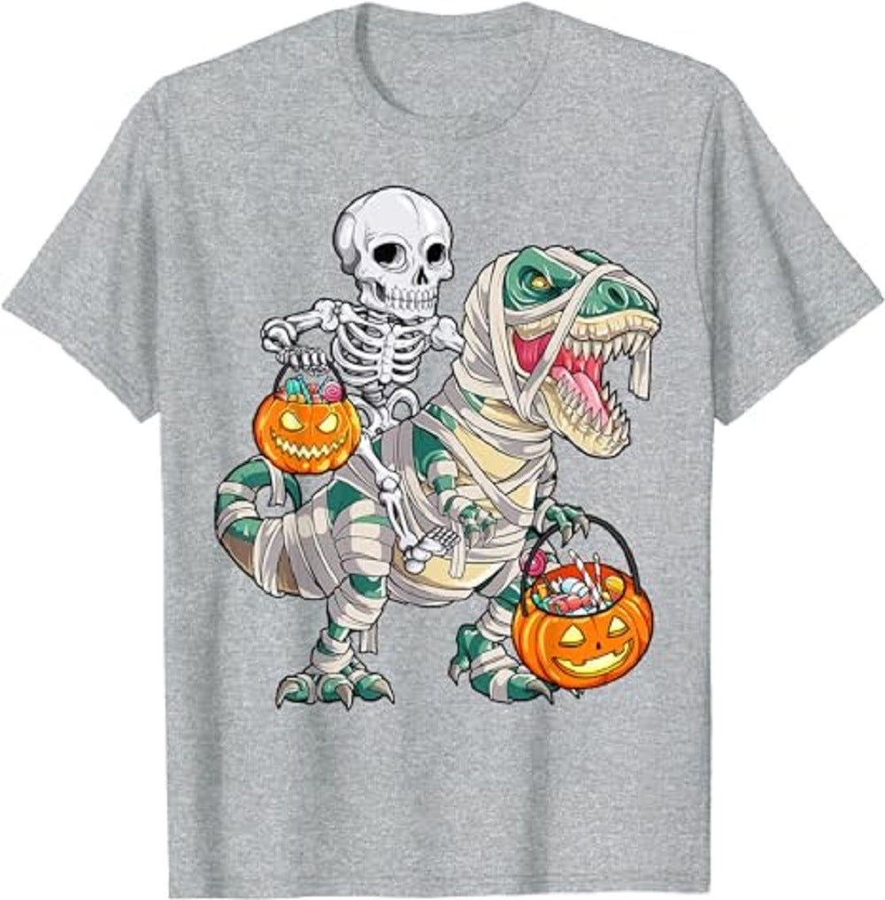 Mummy Dinosaur Tyrannosaurus Rex Halloween Pumpkin T-shirt