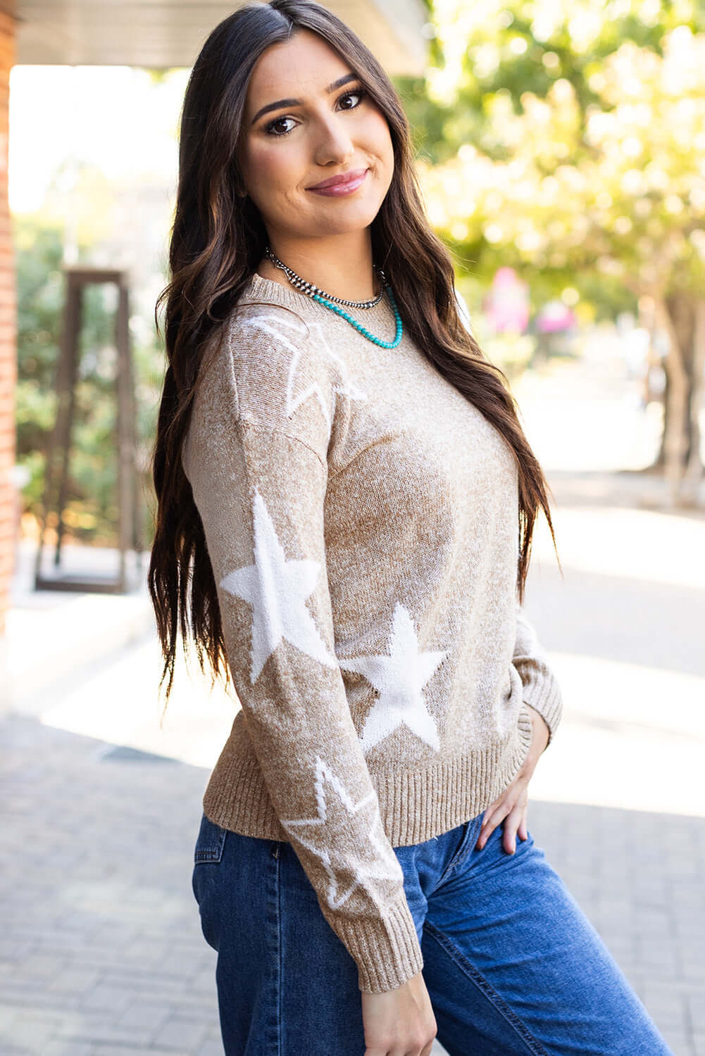 Star Drop Shoulder Sweater for Women