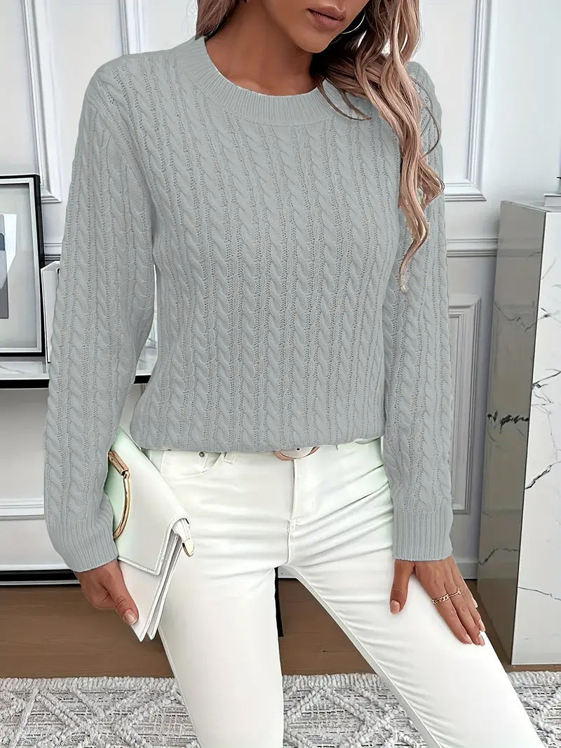 Versatile Fashion Classic Twist Round Neck Sweater for Women