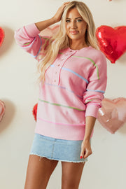 Miriam Stripes Baggy Henley Sweater-3