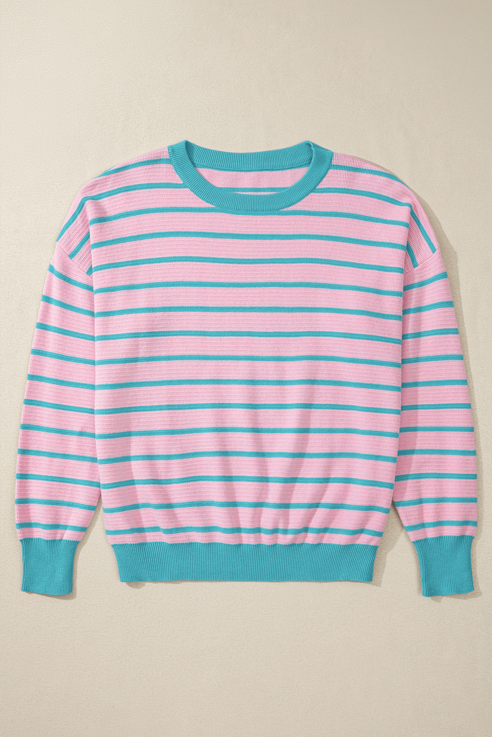 Striped Drop Shoulder Sweater with Vibrant Color Design