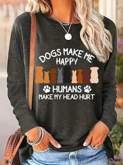 Halloween Pumpkin Pattern Round Neck Long-t-shirt
