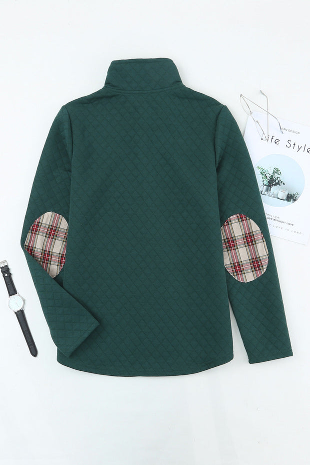Zara Texture Plaid Trim Sweatshirt-3