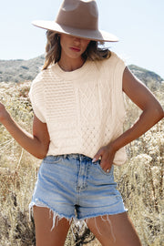 Madelyn Cable Knit Dolman Armholes Sweater Tank-4