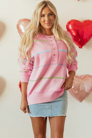 Miriam Stripes Baggy Henley Sweater-0