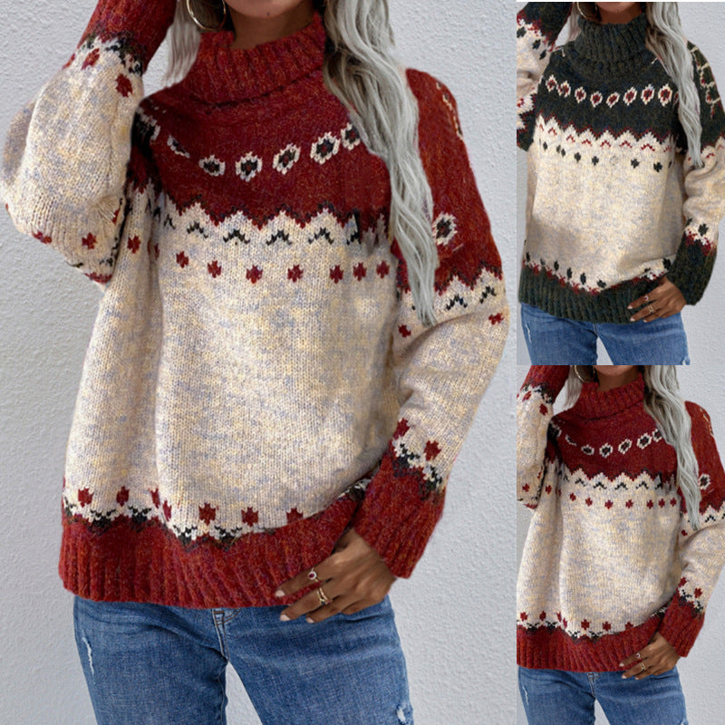 Casual Printed Pullover Sweater - Trendy Pullover for Women