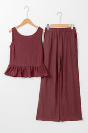 Teresa Ribbed Ruffle Tank Top and Pants Set-8