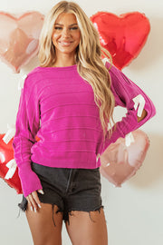 Bow Knot Round Neck Loose Sweater-4
