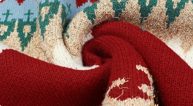 Christmas Color Matching Deer Sweater For Women