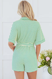 Annabelle Stripe Buttoned & Tie Romper-1