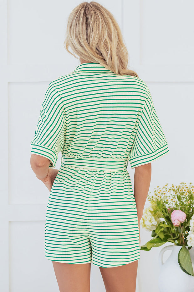 Annabelle Stripe Buttoned & Tie Romper-1