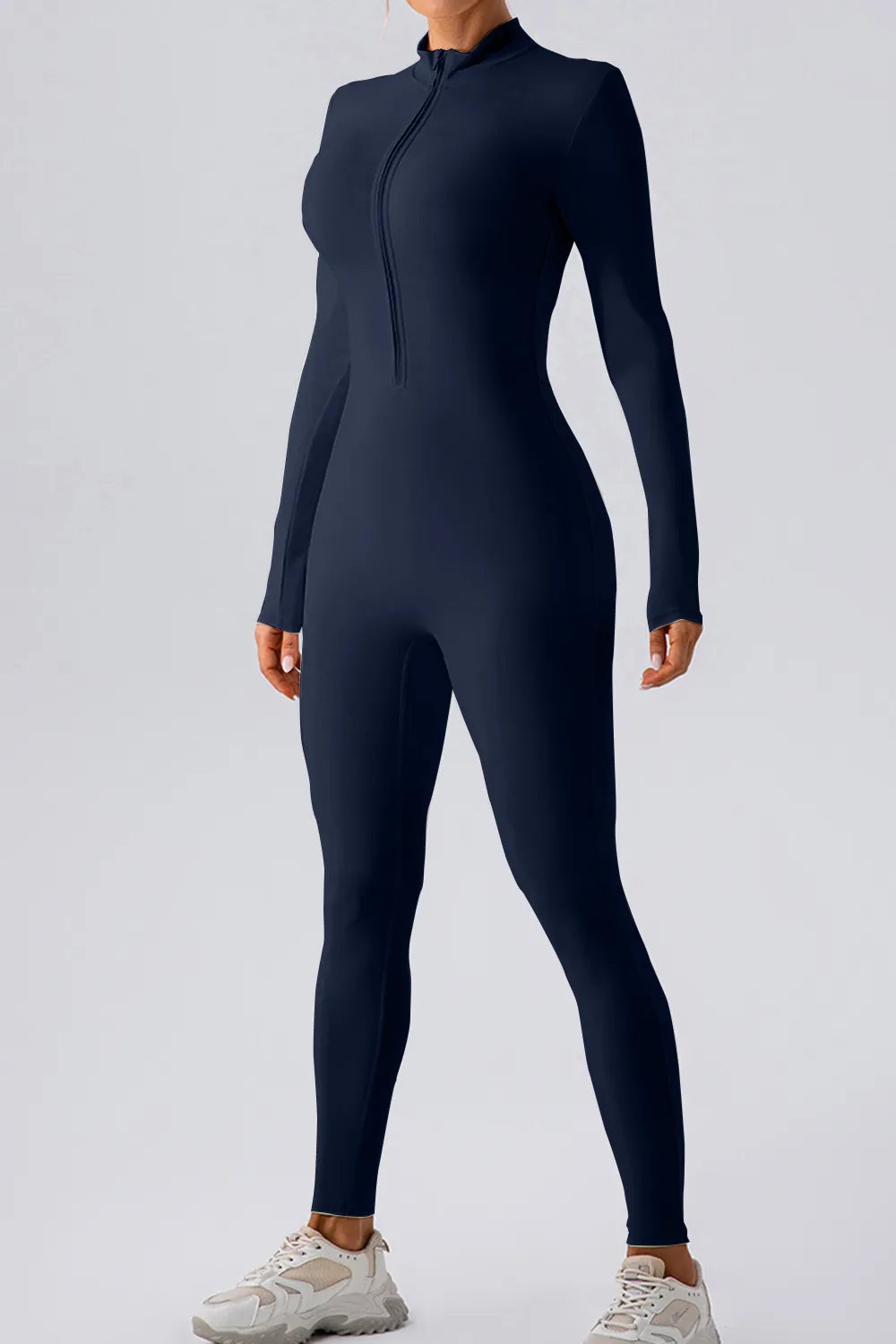 Half Zip Mock Neck Active Jumpsuit for Women