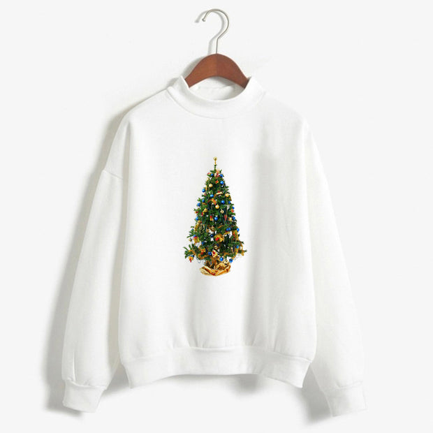 Christmas Printing Turtleneck Sweater Women