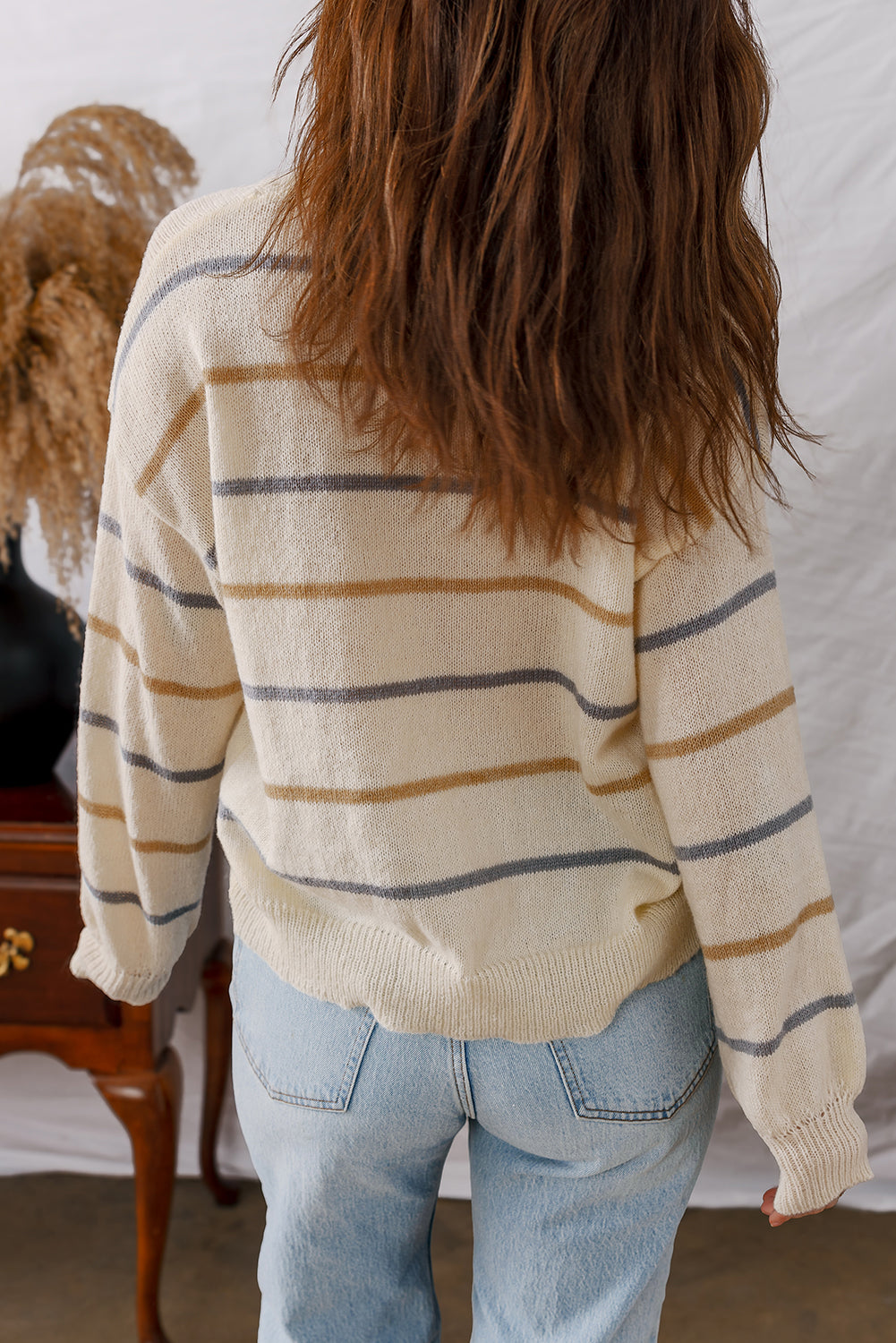  Striped Loose Fit Sweater with Cozy Style