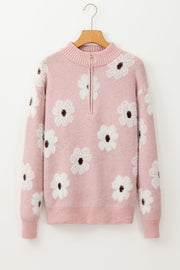 Maria Floral Half Zip Drop Shoulder Sweater-7