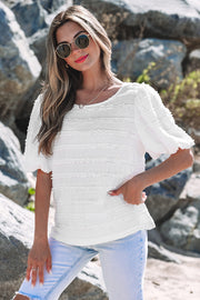 Luella Frilled Lace Trim Bubble Sleeve Blouse-2