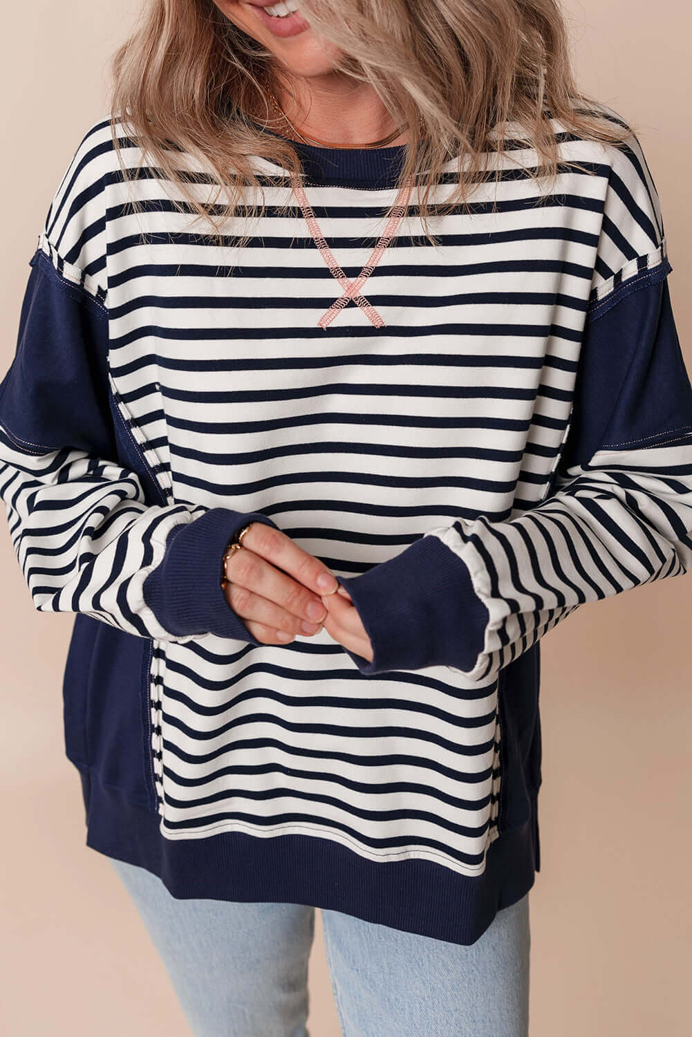 loose fit sweatshirt with exposed seams