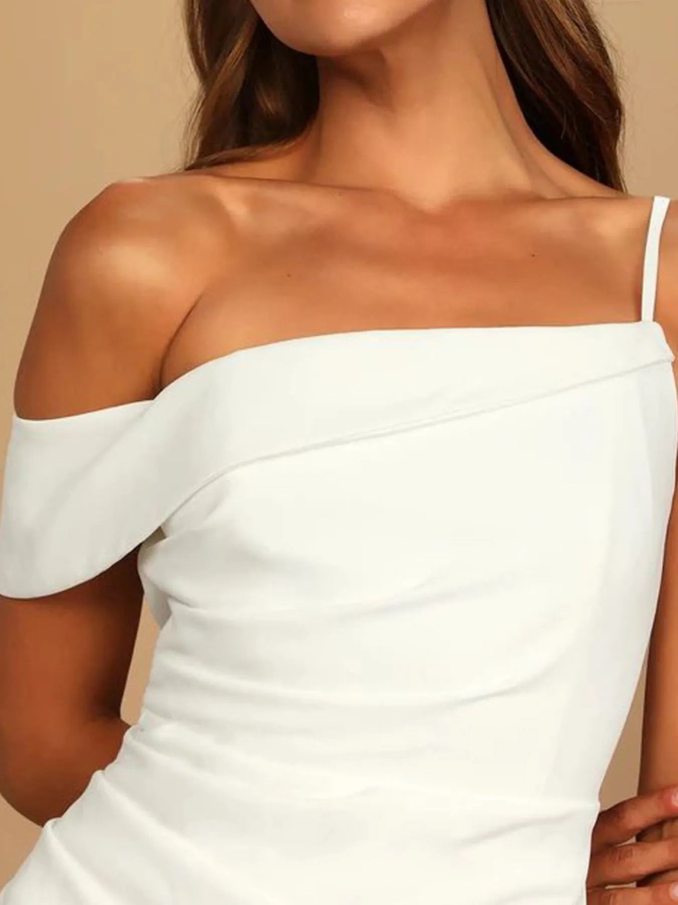 Elegant Split Asymmetrical Neck Midi Dress styling