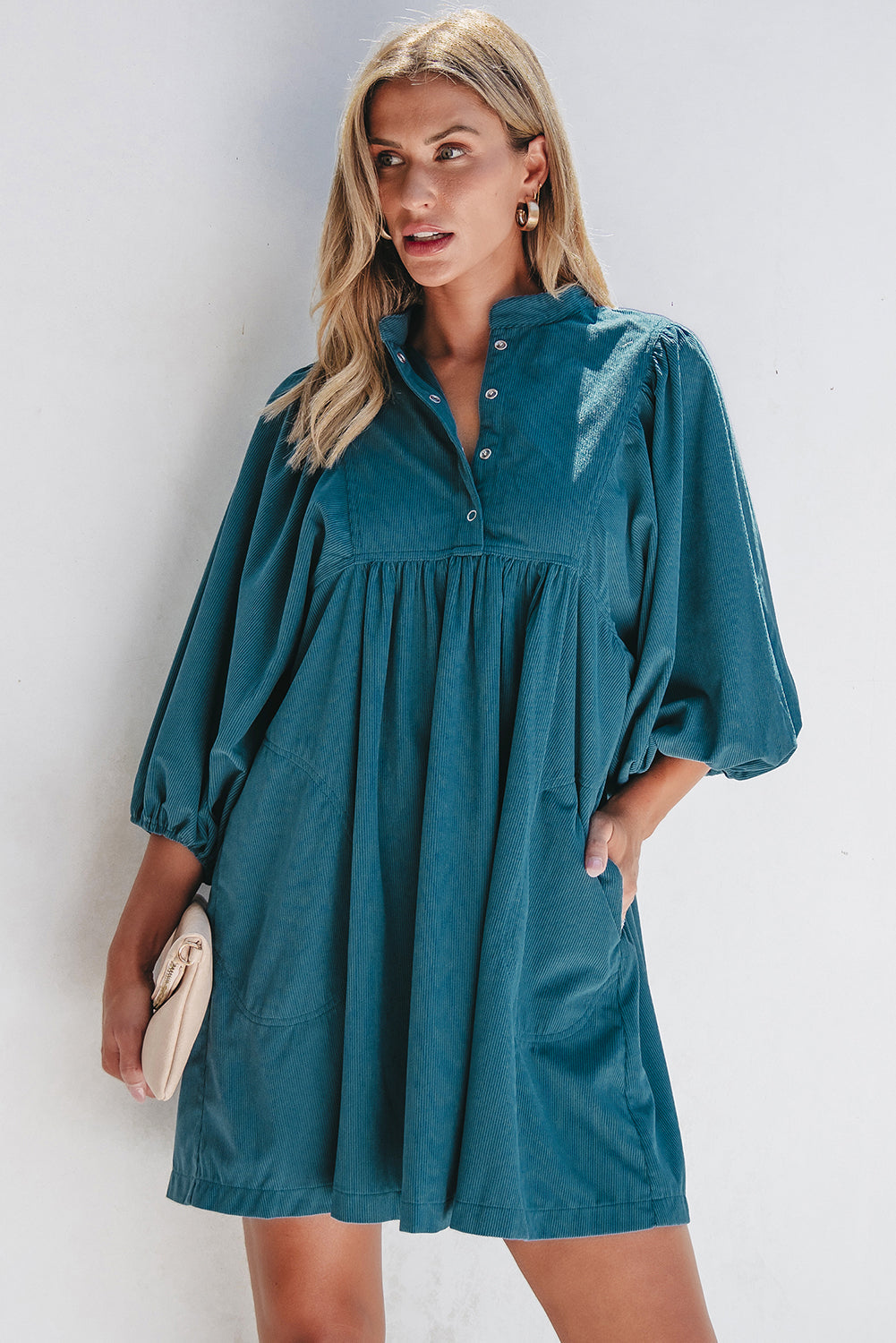Corduroy Empire Waist Dress for Women