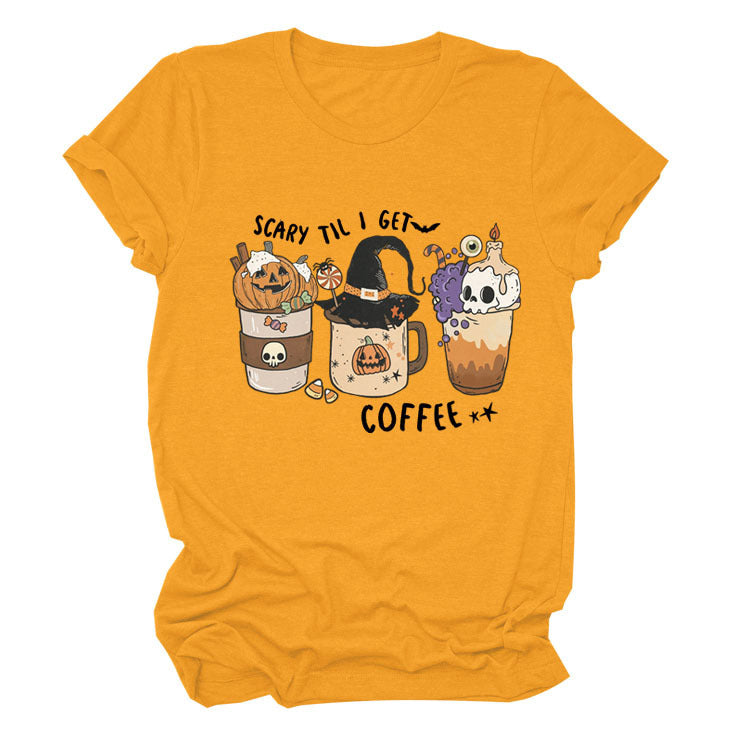 Pumpkin Halloween Crew Neck Short Sleeve T-shirt Girl