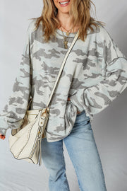 Retro Camouflage Exposed Seam Sweatshirt-0