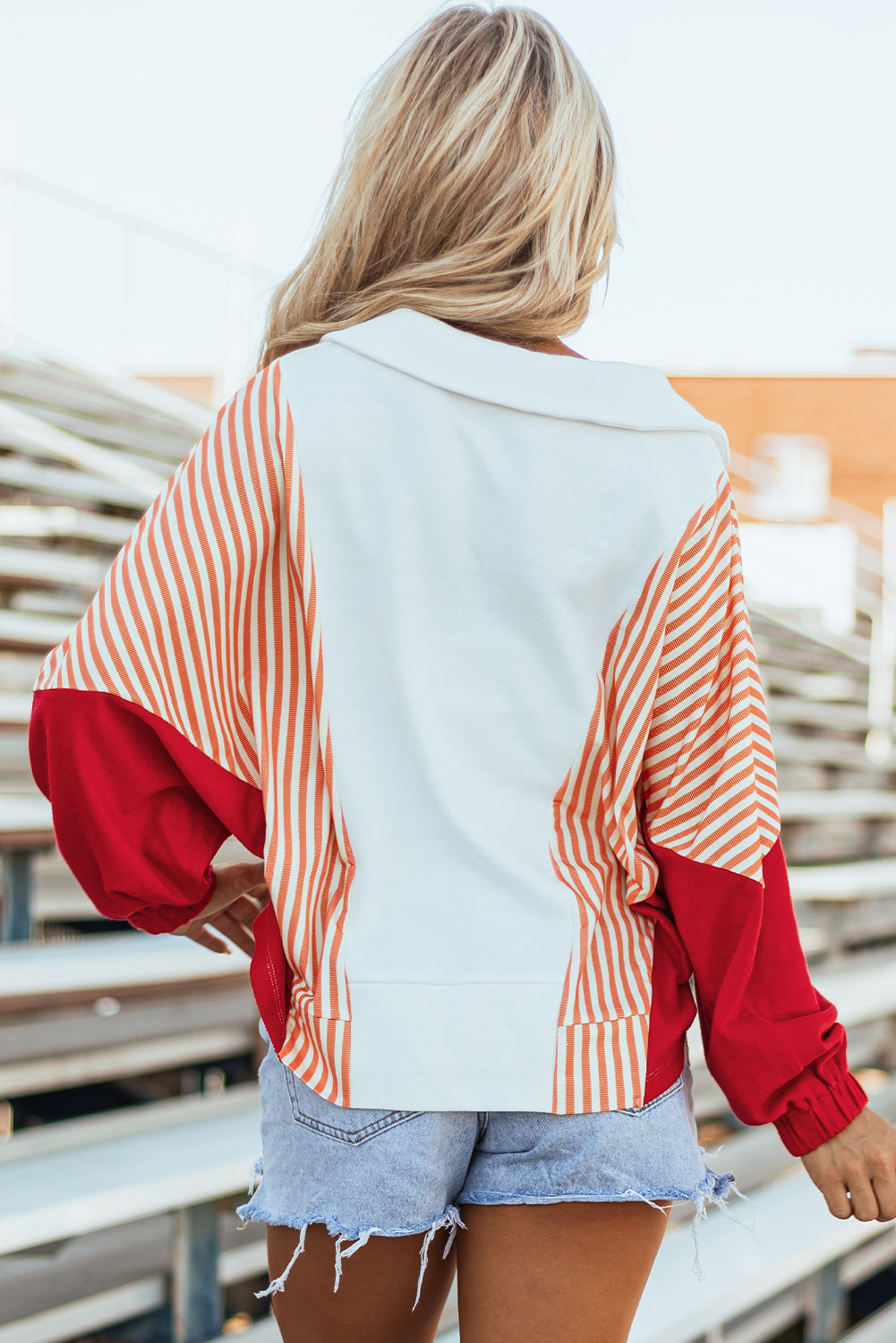 Striped Oversized Sweatshirt - Sporty and Colorful Style