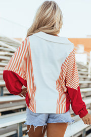 Autumn Striped Oversized Sweatshirt-1