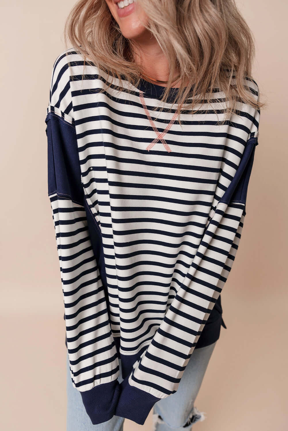 loose fit sweatshirt with exposed seams