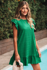 Claire Textured Flutter Sleeve Ruffled Mini Dress-2