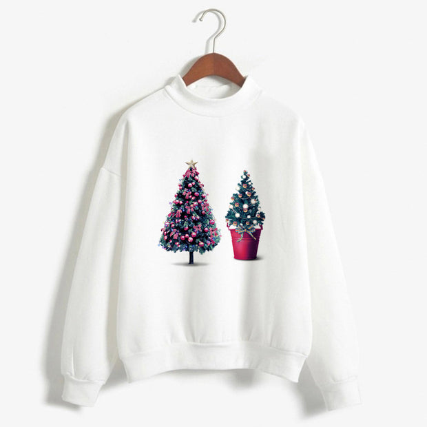 Christmas Printing Turtleneck Sweater Women