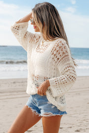 Francesca Hollow Out Knit Bracelet Sleeve Sweater-2