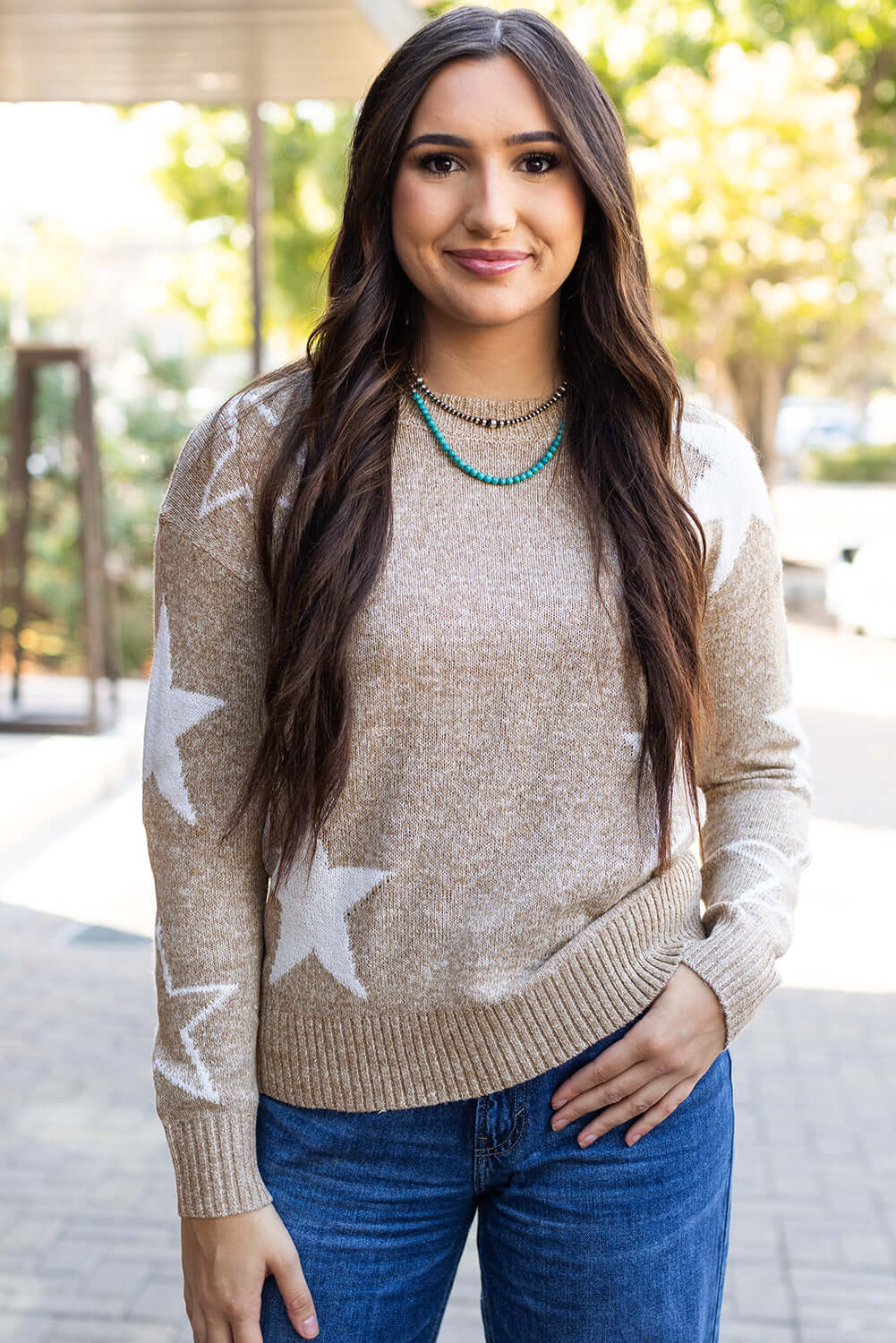 Star Drop Shoulder Sweater for Women