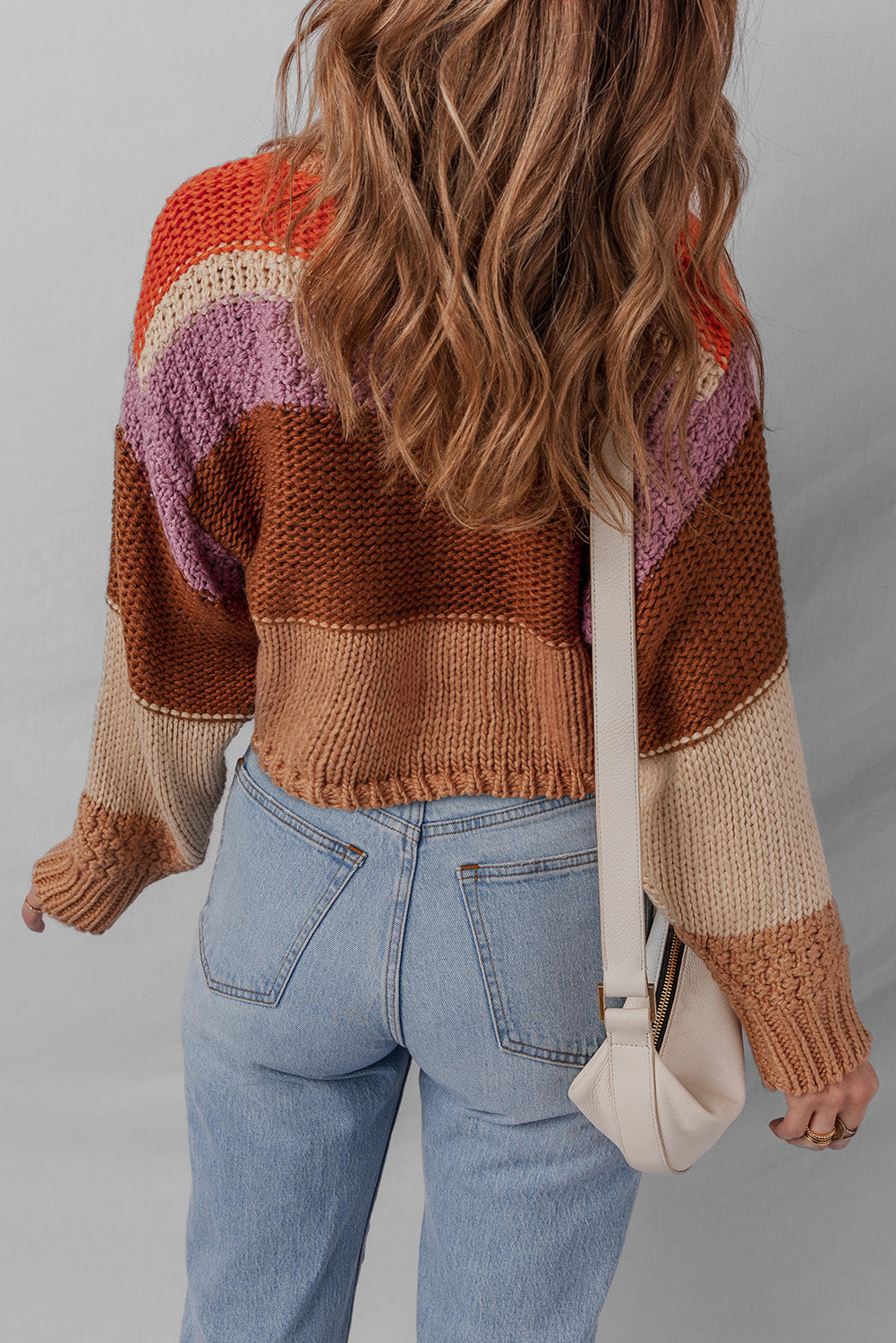 Colorblock Crewneck Drop Shoulder Sweater for Women