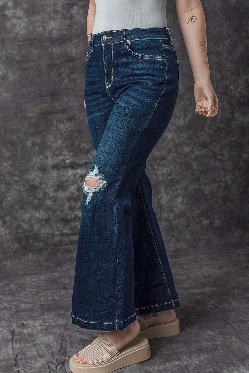 High Rise Wide Leg Ripped Jeans - Retro Chic Style