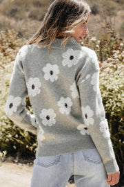 Maria Floral Half Zip Drop Shoulder Sweater-1