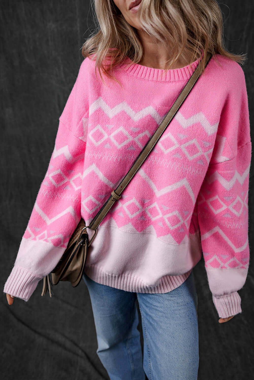 Aztec Geometric Knit Pullover for Women – Western Chic Style