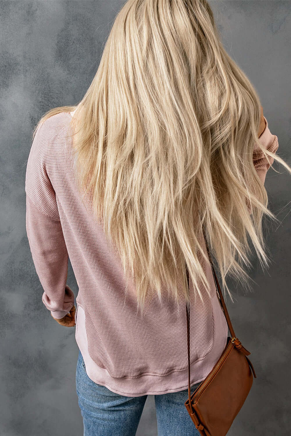 Waffle Knit Long Sleeve Top - Cozy Textured Elegance