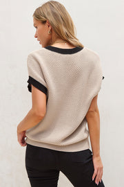 Inaya Beige Batwing Sleeve Sweater Top-1