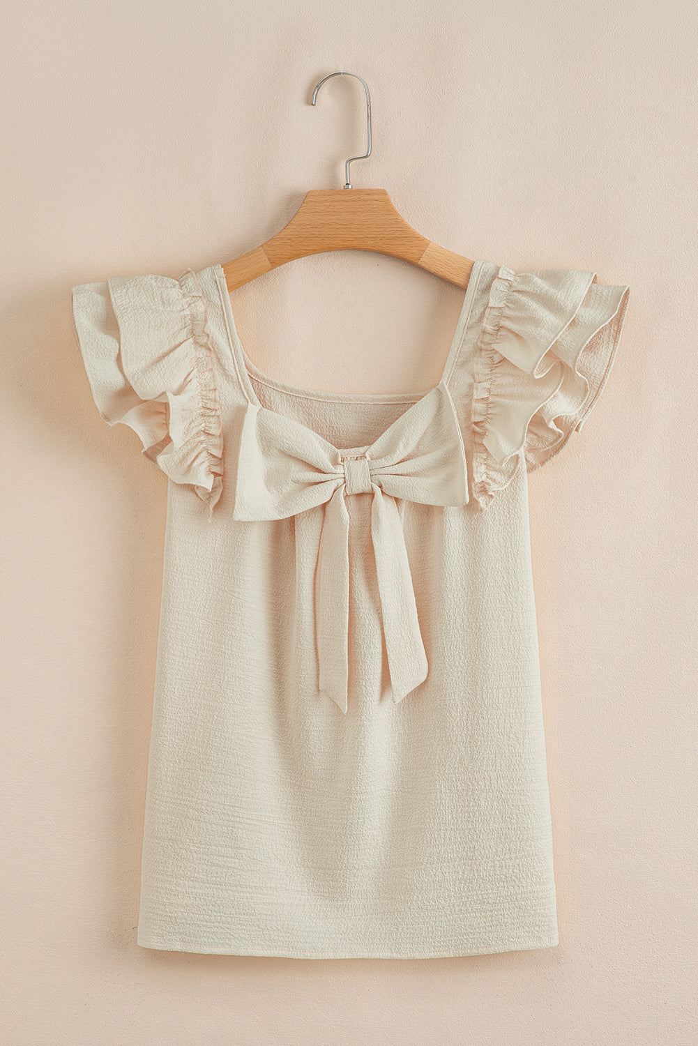 Butterfly Sleeve Bowknot Blouse – Elegant Textured Top for Women