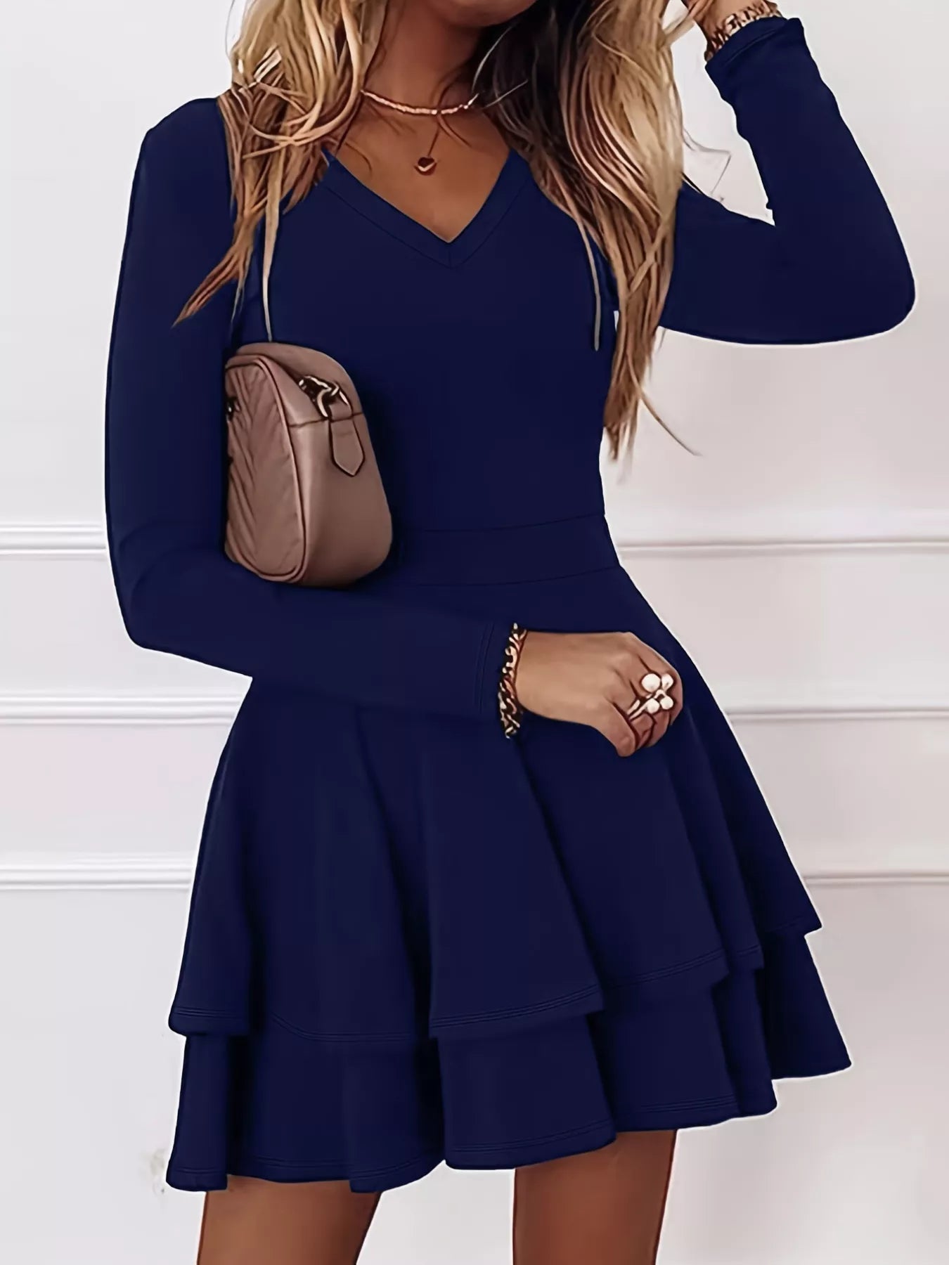 V-Neck Layered Ruffle Mini Dress Chic Summer Style