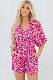 Sevyn Abstract V Neck High Waist Romper-3