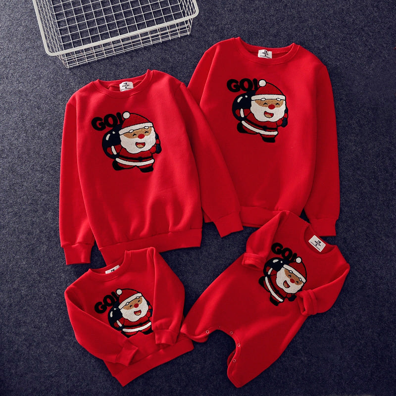 Family Winter Cartoon Outfit Unisex Plus Velvet Set