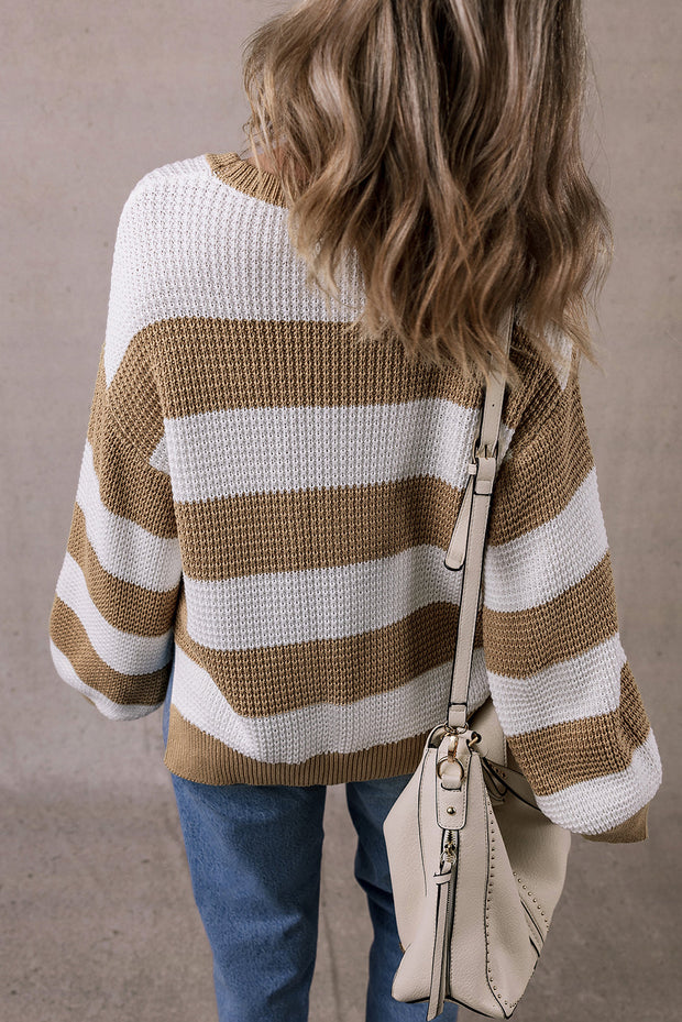 Arabella Striped Side Slit Sweater-1