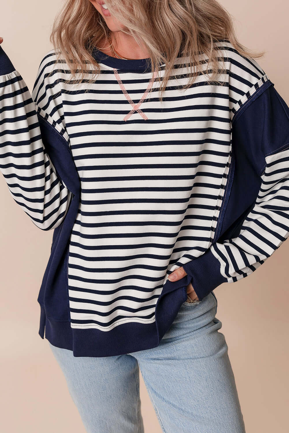 loose fit sweatshirt with exposed seams