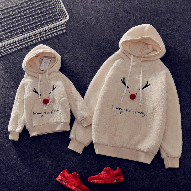 Family Winter Cartoon Outfit Unisex Plus Velvet Set