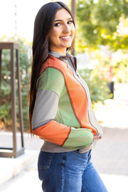 Lilah Block Stitching Half Zipper Sweatshirt-2