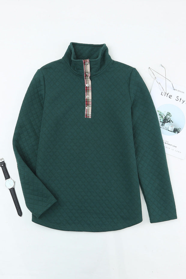 Zara Texture Plaid Trim Sweatshirt-2
