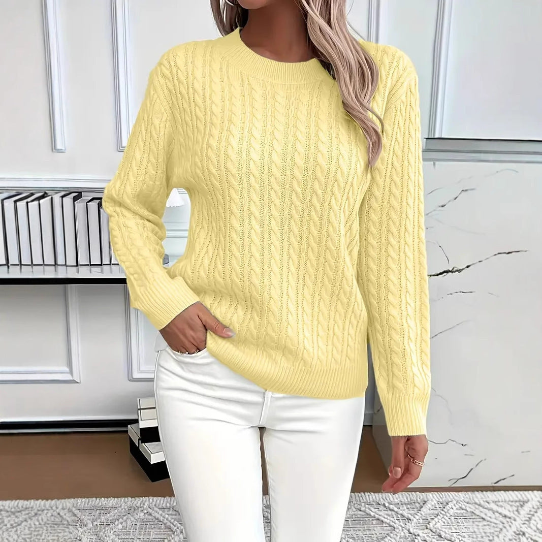 Versatile Fashion Classic Twist Round Neck Sweater for Women