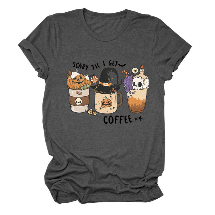 Pumpkin Halloween Crew Neck Short Sleeve T-shirt Girl